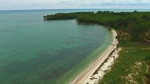 Aerial 4K Virginia Key and Fisher Island in Key Biscayne, Florida Stock Footage 59129985