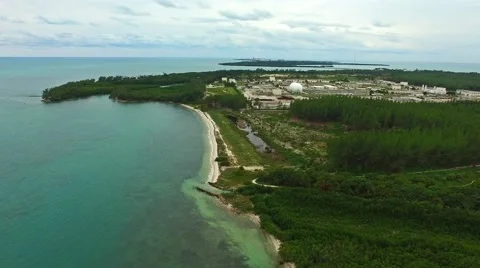 Aerial 4K Virginia Key and Fisher Island in Key Biscayne, Florida Stock Footage 59129992