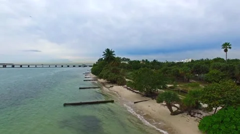 Aerial 4K Virginia Key Beach Park in Key Biscayne, Florida Stock Footage 59124847