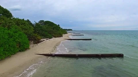 Aerial 4K Virginia Key Beach Park in Key Biscayne, Florida Stock Footage 59124857