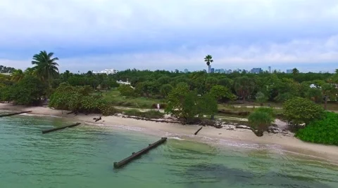 Aerial 4K Virginia Key Beach Park in Key Biscayne, Florida Stock Footage 59124908