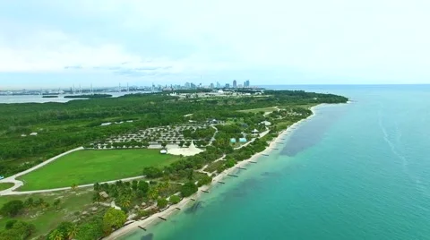 Aerial 4K Virginia Key Beach Park in Key Biscayne, Florida Stock Footage 59125168