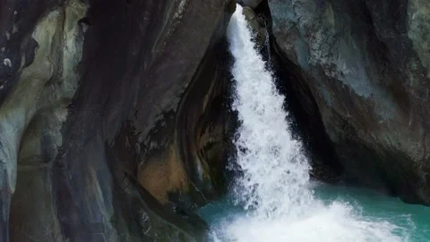 Aerial 4K - waterfall in alpine stream Stock Footage 135220730