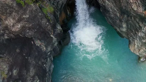 Aerial 4K - waterfall in alpine stream Stock-Footage 135220836