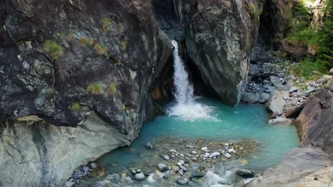 Aerial 4K - waterfall in alpine stream Stock-Footage 135220841