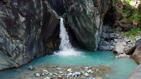 Aerial 4K - waterfall in alpine stream Stock-Footage 135220983