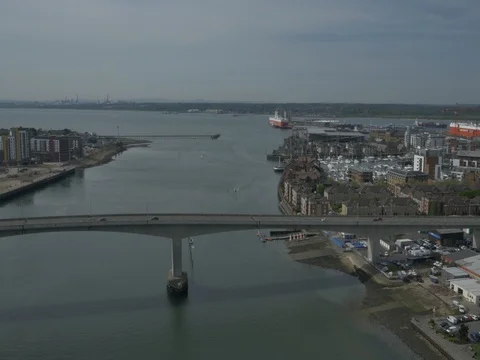 Aerial 5 of Itchen Bridge, Southhampton, UK Stock Footage 78530214
