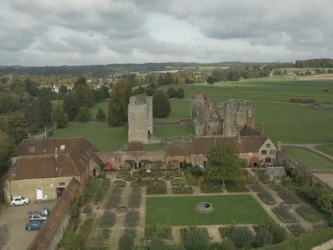 Aerial 8 of Cowdray Ruins, Midhurst, UK Stock Footage