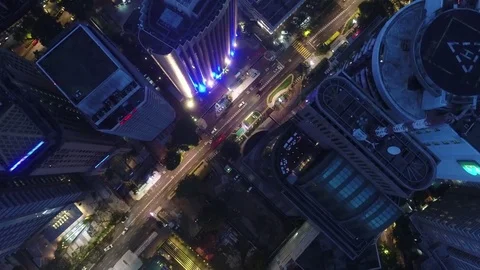 AERIAL. 90 degrees top view to Kuala Lumpur city, Malaysia. Cityscape business Stock Footage 85141009