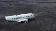 Aerial Of An Abandoned Crashed Plane Wreckage On Solheimasandur Beach, Iceland Stock Footage