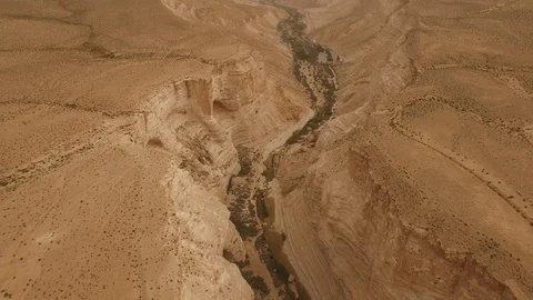 Aerial above the Ein Avdat canyon and Negev Desert. Israel. DJI-0208-09 Stock Footage 123658288
