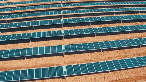 Aerial Above Rows of Solar Panels Stock Footage 84885312