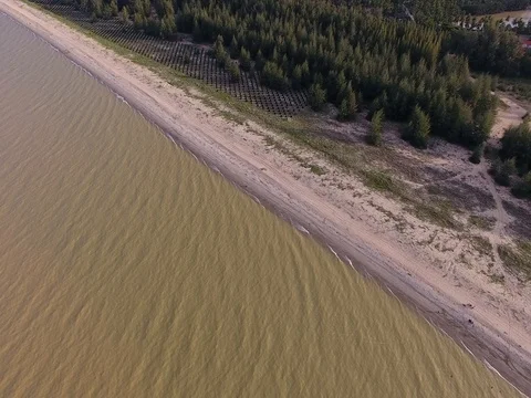 Aerial - above view of  Mek Mas beach Stock Footage 80993525