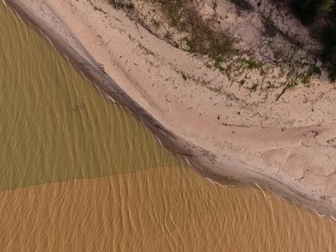 Aerial - above view of  Mek Mas beach Stock Footage 80993754