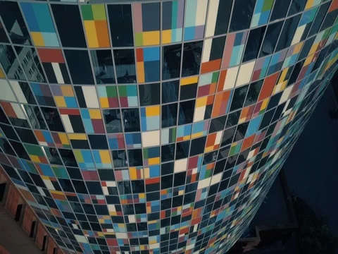 Aerial abstract pattern background modern building glass wall architecture 4K Stock Footage 78208633
