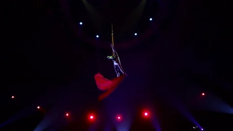 Aerial acrobat performance in the circus Stock Footage 146960750