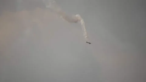 Aerial Acrobatic Plane Falling Stock Footage 142628693