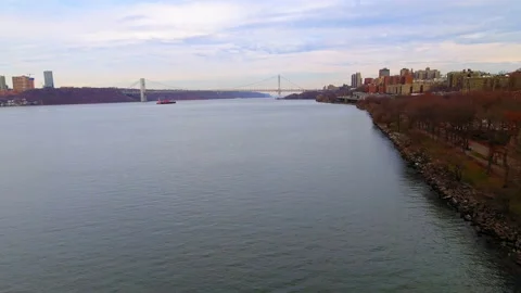Aerial: Aerial Shot Of Cable-Stayed Bridge In Residential City, Drone Flying Stock Footage 219388337
