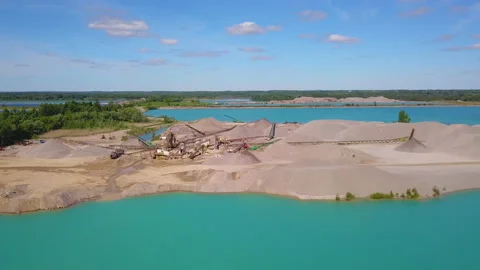 Aerial of an aggregate mine. Stock Footage 132778330