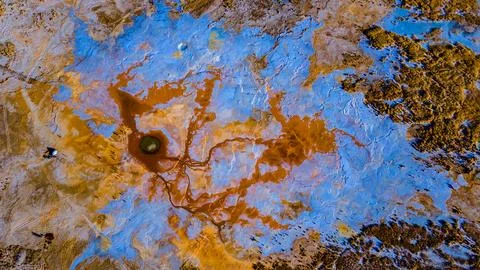 Aerial Aiken Spring Devils Eye Geothermal Pool Stock Photos