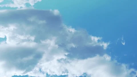 Aerial Air Plane Window View White Gray Cumulus Cloud in Clear Blue Sunny Sky. A Stock Footage 250595299
