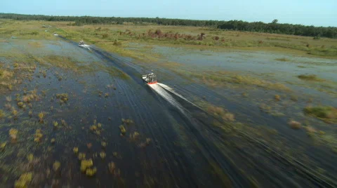 Aerial Airboat Push and Pull Video stock 786918