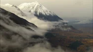 Aerial Alaskan Mountain Range Cloud Snow Forest Climbing Usa Stock Footage