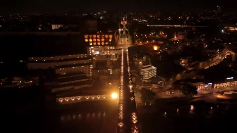Aerial Alignment Along Dom Luis I Bridge Upper Deck Stock Footage 344798646