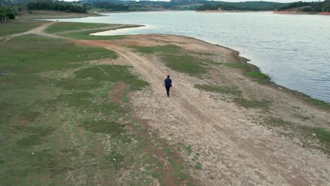 Aerial alone man Stock Footage 201884648