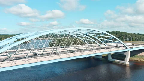 Aerial Alongside Bridge Over River Vidéo 160746828