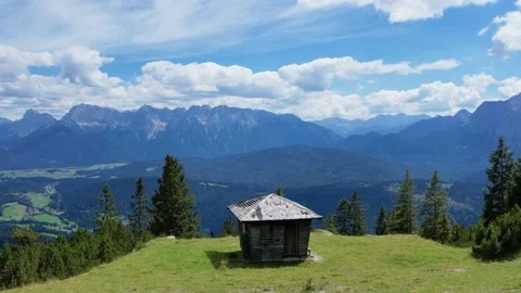 Aerial of Alps mountain range in Bavaria, Germany Stock Footage 237026825