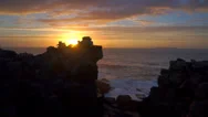 Aerial: Amazing Rocky Shore At Sunset Stock Footage