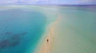 Aerial: Amazing Sand Bank In Tropical Ocean. New Zealand Stock Footage