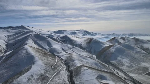 Aerial amazing snowy mountains Stock Footage 237156953