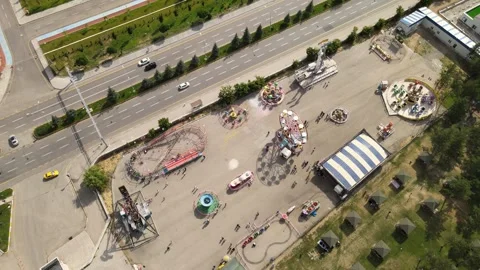 Aerial amusement park Stock Footage 240749542