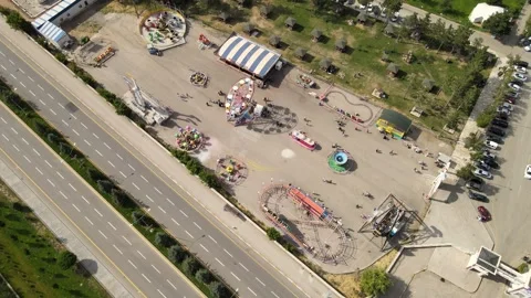 Aerial amusement park Stock Footage 240749685
