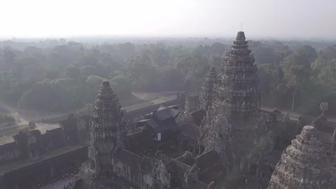 Aerial of Angkor Wat temple in Siem Reap / Cambodia 1 Stock Footage