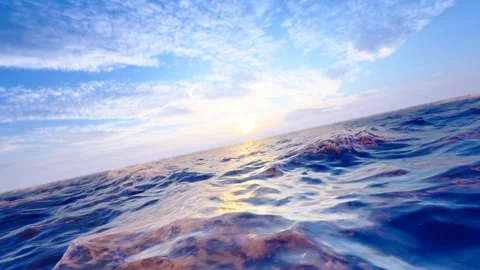 Aerial animation of the sea surface at sunset Stock Footage 292635729
