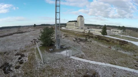 Aerial antenna ascending into the sky along the large tall metal antenna 4k Stock Footage 59142690