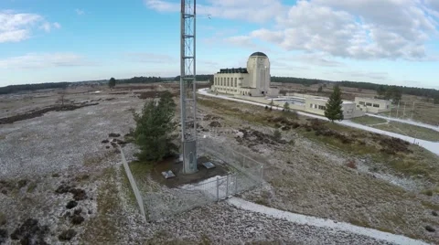 Aerial of an antenna fast ascending into sky along large tall metal antenna 4k Stock Footage 59141691