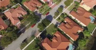 Aerial Of Anywhere Usa Suburb Homes On Tree Lined Block Stock Footage