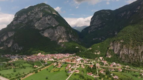 Aerial approach to Dolomite mountain range in Austria Stock-Footage 264075724