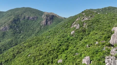 Aerial approach to rocky mountain in Nha Trang, Vietnam 库存影片 340880053