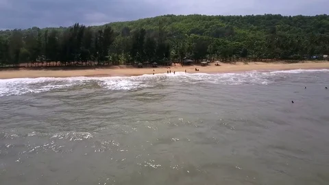 Aerial Approach towards the Beach Stock Footage 76380848