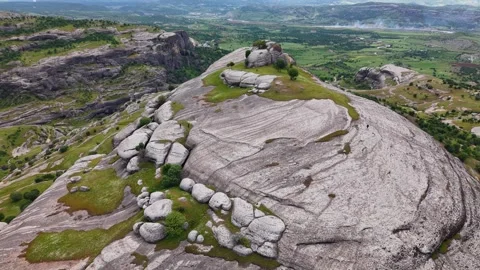 Aerial Approach Very Close to Massive Gray Rock Formation Stock-Footage 344528397