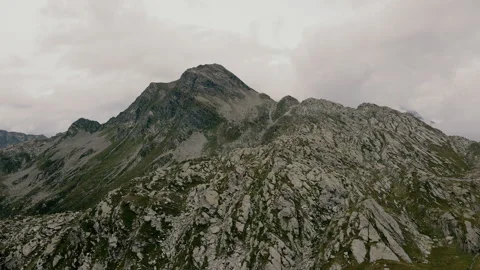 Aerial approaching by drone to Spadolazzo peak around Madesimo - Italian Alps Stockbeeldmateriaal 252178970