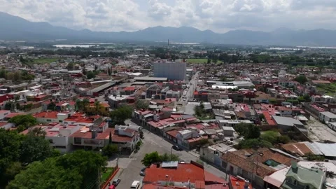 Aerial approaching shot of Edificio Telmex building Stock Footage 299269208