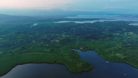 Aerial approaching shot of Turtle Bay in Philippines. Palawan Island during Stock Footage 296640503