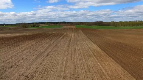 Aerial of Arable Land Fields in Poland Europe Stock Footage 88676334