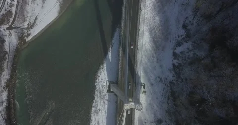 Aerial around cable-stayed bridge Adler road Krasnaya polyana Sochi Russia Stock Footage 289649073